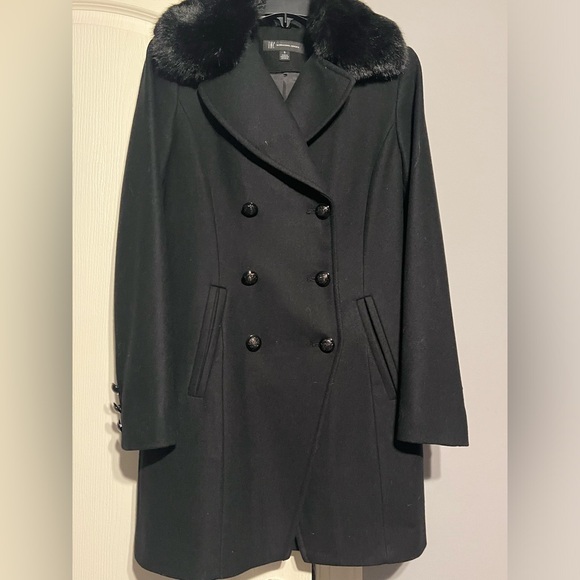 I.N.C Faux fur collar wool-blend peacoat, black - Picture 5 of 5
